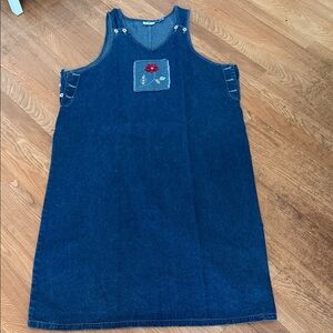 Y2K Denim Sleeveless Dress with Floral Patch